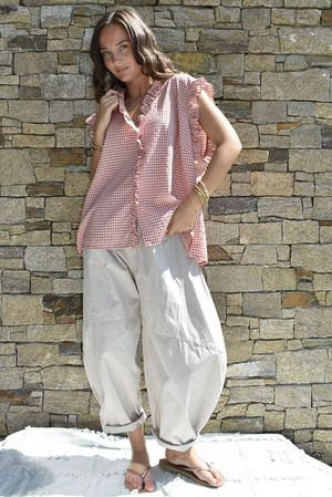 Arbi Gingham Y Blouse Indian Red